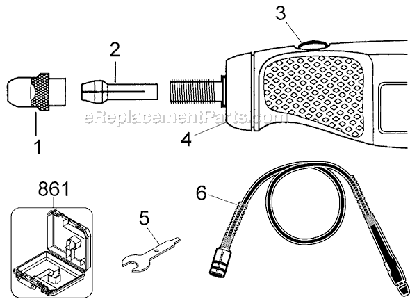 Page A Diagram and Parts List for Type 1 Black and Decker Multi-Tool